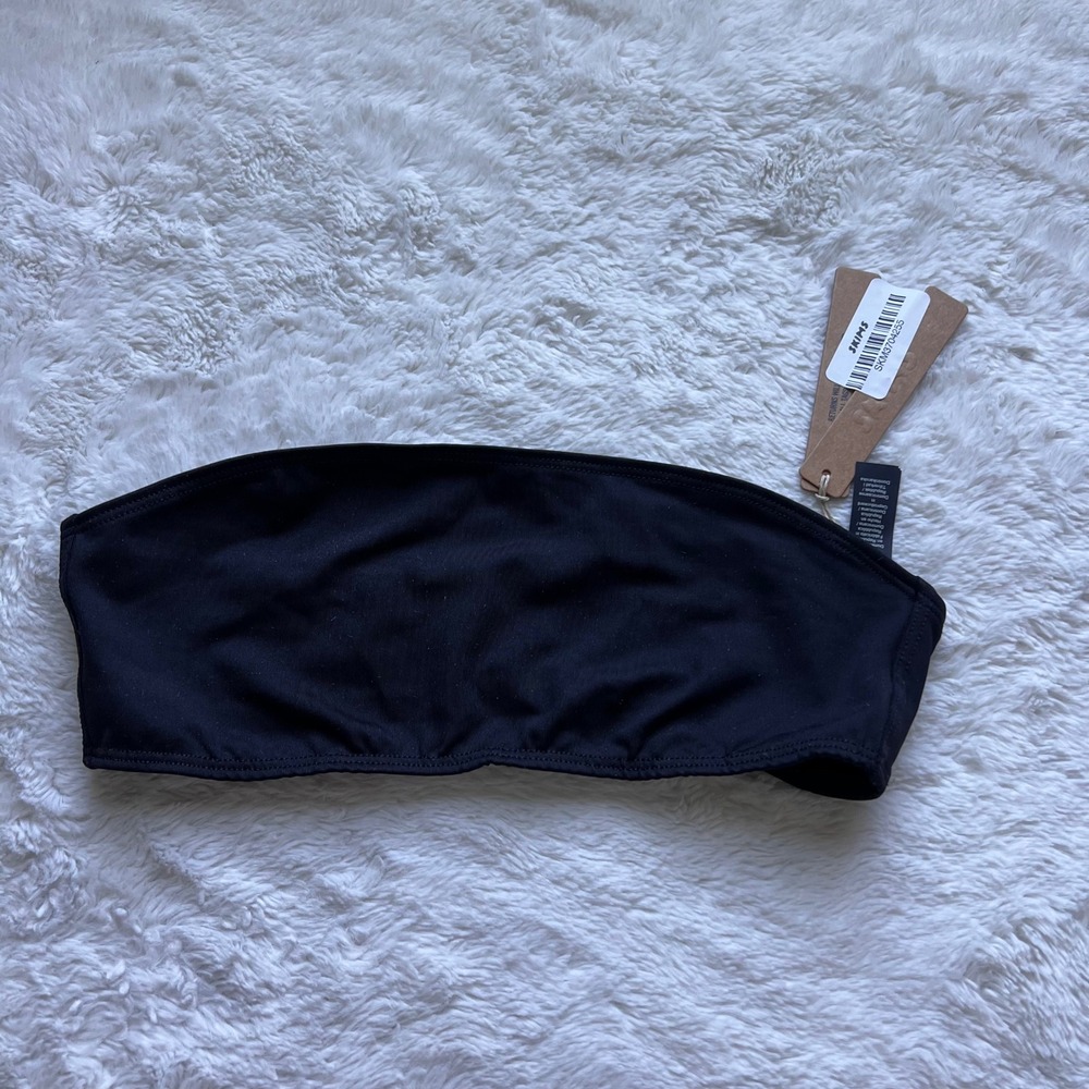 SKIMS Iconic Swim Bandeau Top Obsidian Black BT-BAN-10179W Women Size Large NWT